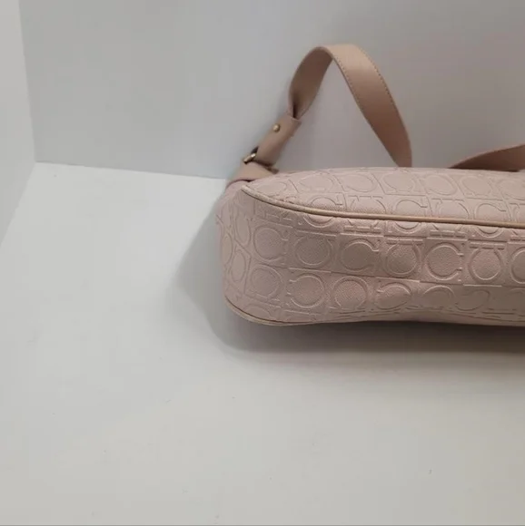 VINTAGE Salvatore Ferragamo Gancini shoulder bag pink/ beige Y2K - Picture 5 of 12